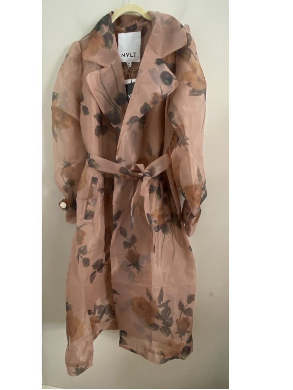 Anthropologie NVLT Organza floral Trench Coat SIZE M new with tag - Picture 5 of 9